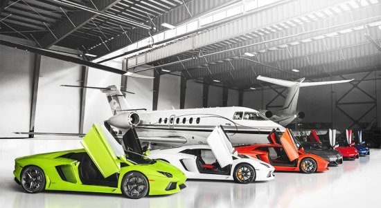 Aventadorgie met vliegtuig