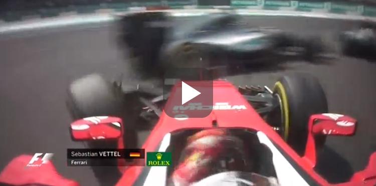 Crash van Vettel op Rosberg