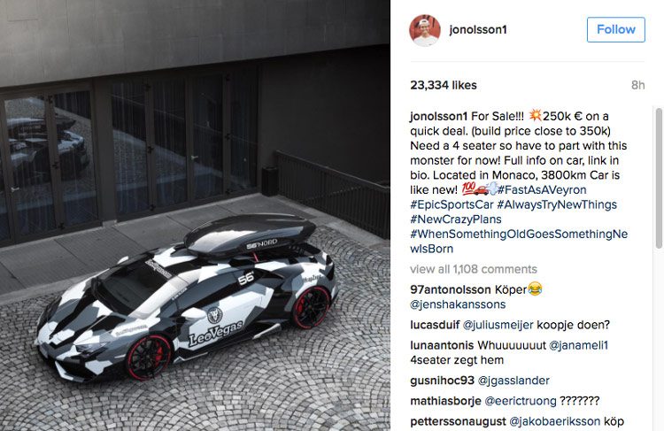 Jon Olsson lambo te koop