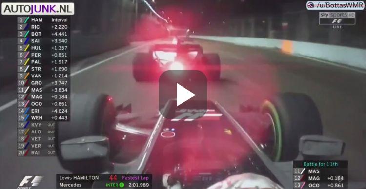 Video: Massa, Magnussen en Ocon vechten het uit
