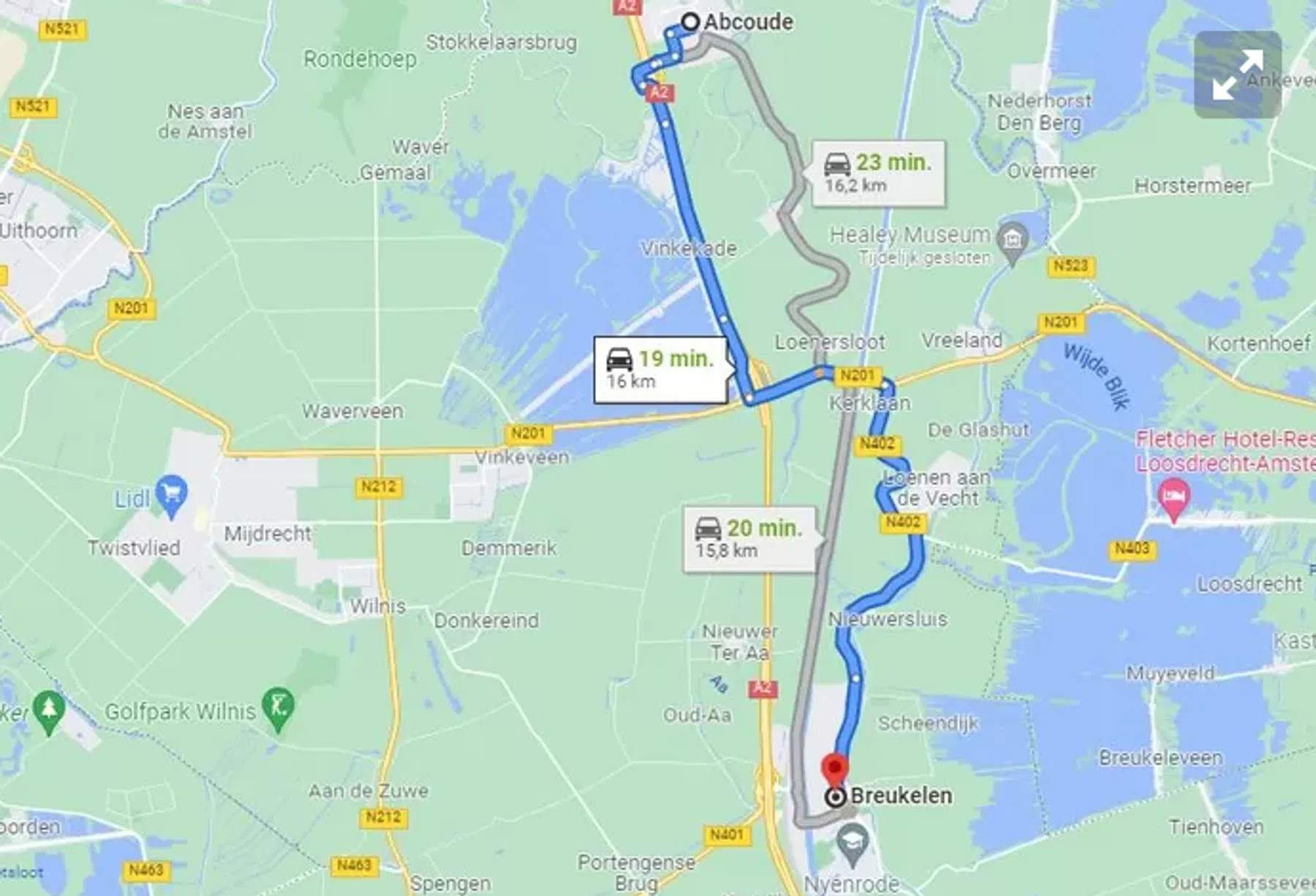 Snelweg A2 verdwenen