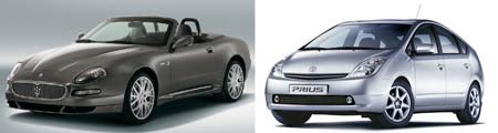 Maserati Gransport Spyder vs Toyota Prius