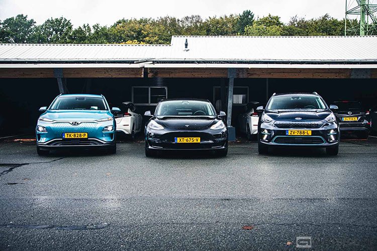 Vergelijking Hyundai Kona Electric vs Tesla Model 3 vs Kia e-Niro
