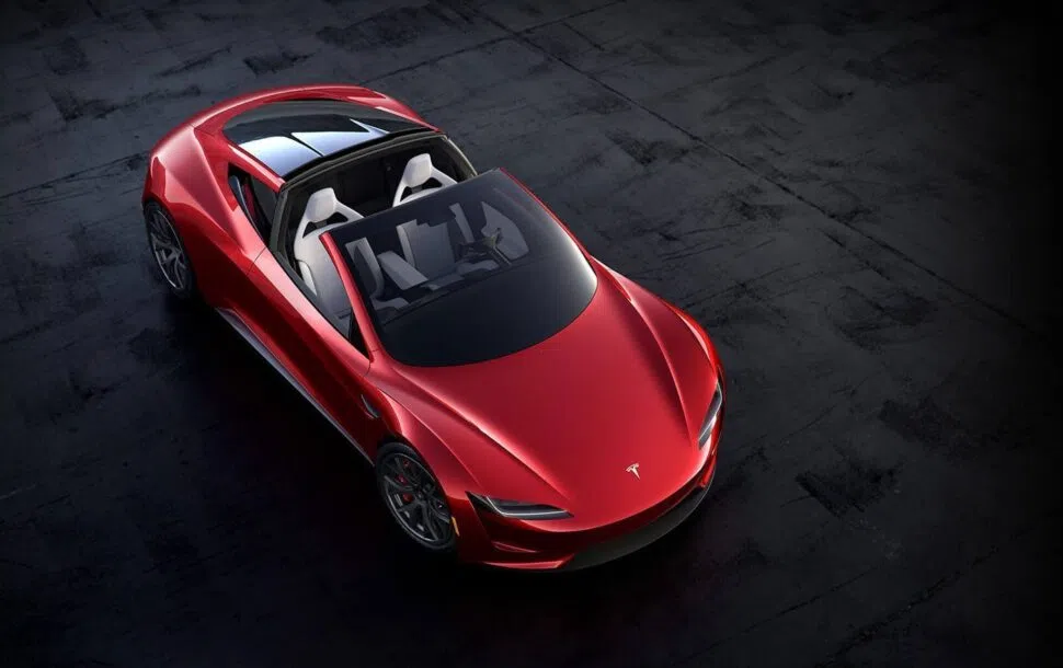 Tsla Auto Rood Productieversie Tesla Roadster is dit jaar af!
