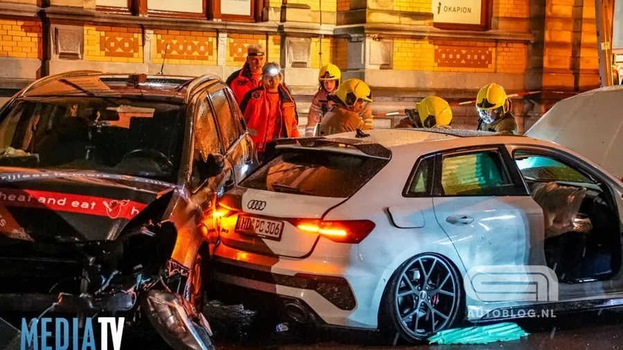 Gehuurde Audi RS3 flink stuk na crash in Rotterdam