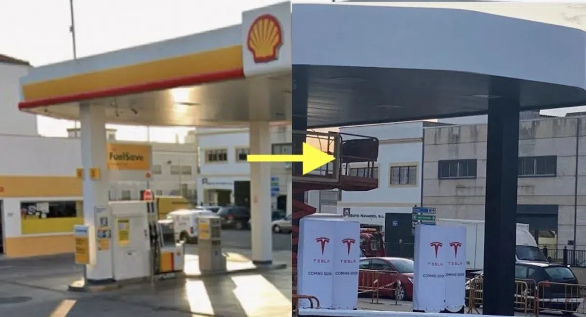 Shell Supercharged De toekomst? Shell benzinestation verandert in Tesla Supercharger station