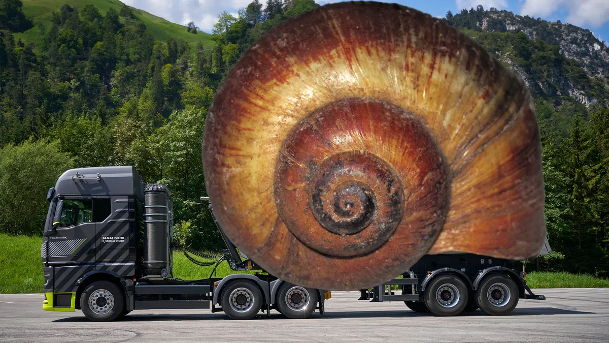 Vrachtauto's in slakkengang over de snelweg