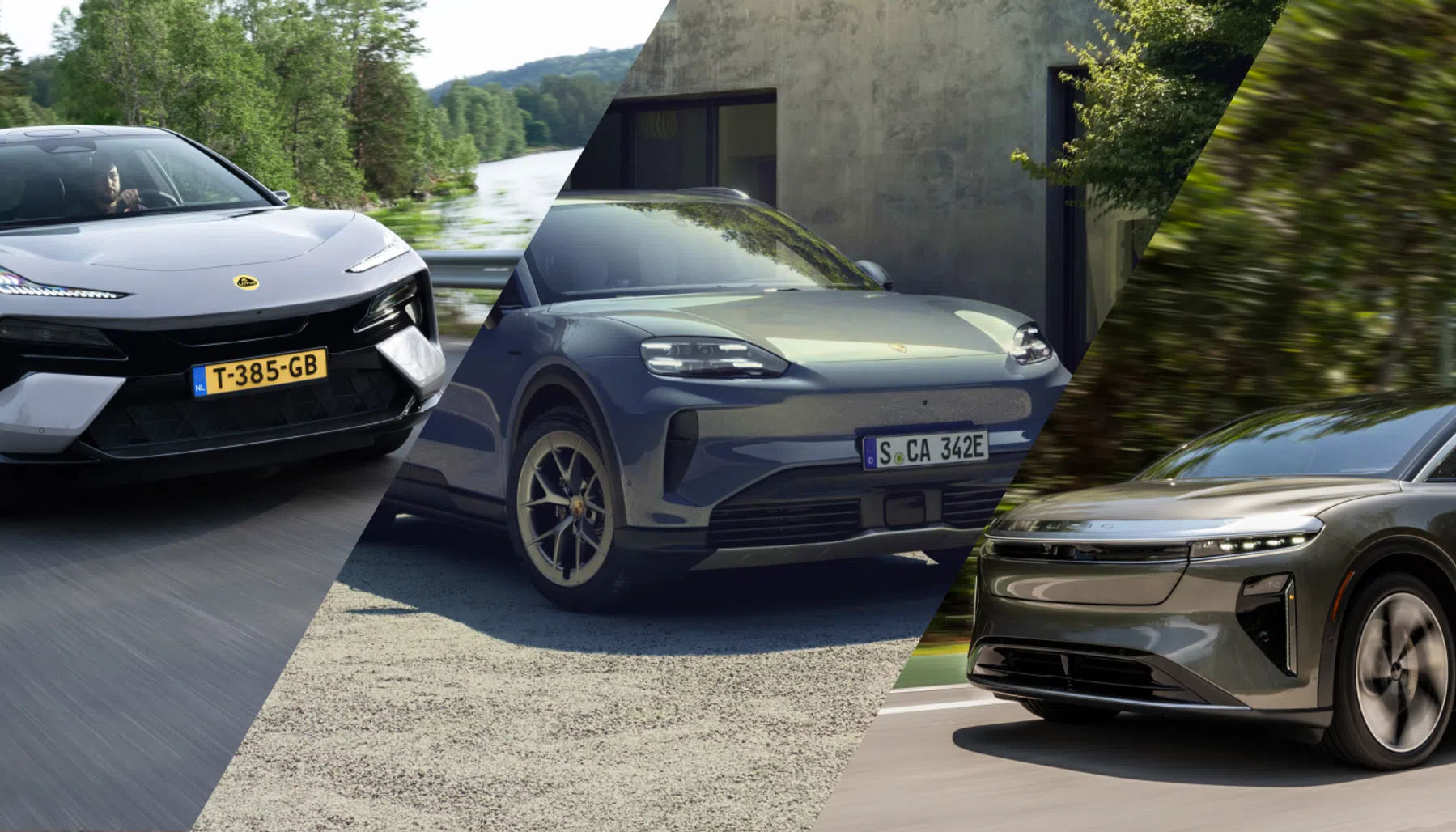 Fight: Porsche Cayenne Electric versus Lucid Gravity en Lotus Eletre
