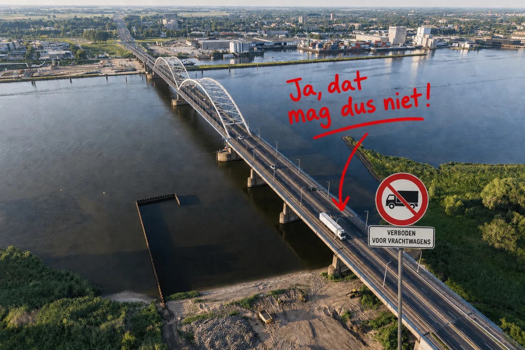 Blijf weg van de Merwedebrug. Vooral als je in een vrachtwagen rijdt