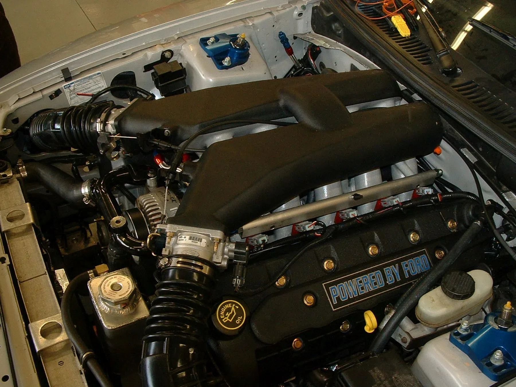 Ford Mustang met 5.8 liter V10 rijst op vanuit de as